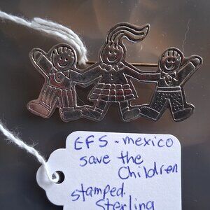 EFS Mexico Save the Children Sterling Silver Brooch Pin stamped